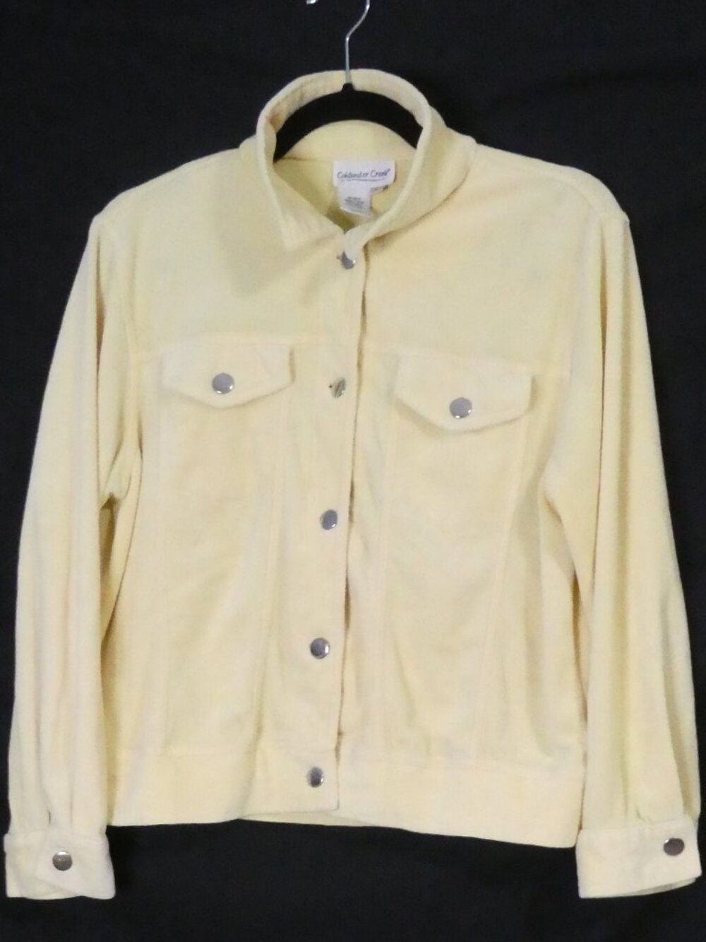 COLDWATER CREEK Pastel Yellow Trucker Terry Cloth Jacket - Size Large
